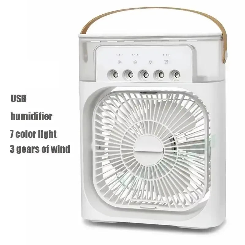Portable Humidifier Fan Air Conditioners USB Electric Fan LED Night Light Water Mist Fun 3 In 1 Air Cooler Desktop Spray Fan