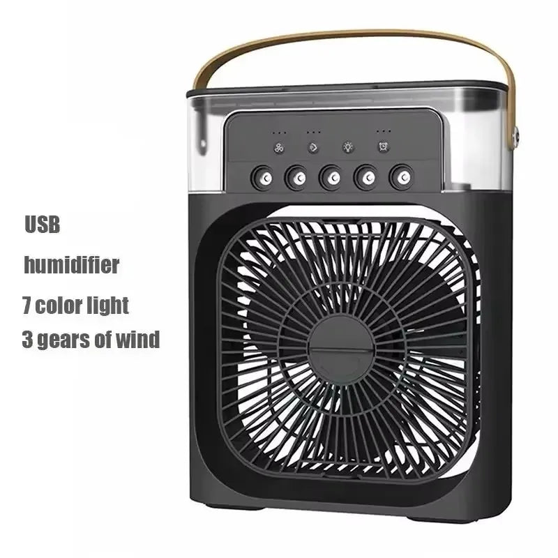 Portable Humidifier Fan Air Conditioners USB Electric Fan LED Night Light Water Mist Fun 3 In 1 Air Cooler Desktop Spray Fan